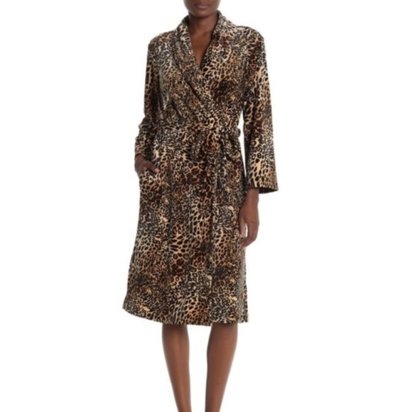 Natori Leopard Print Waist Tie Robe - Picture 1 of 5